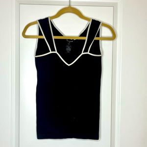 Bebe black top white trim, size M